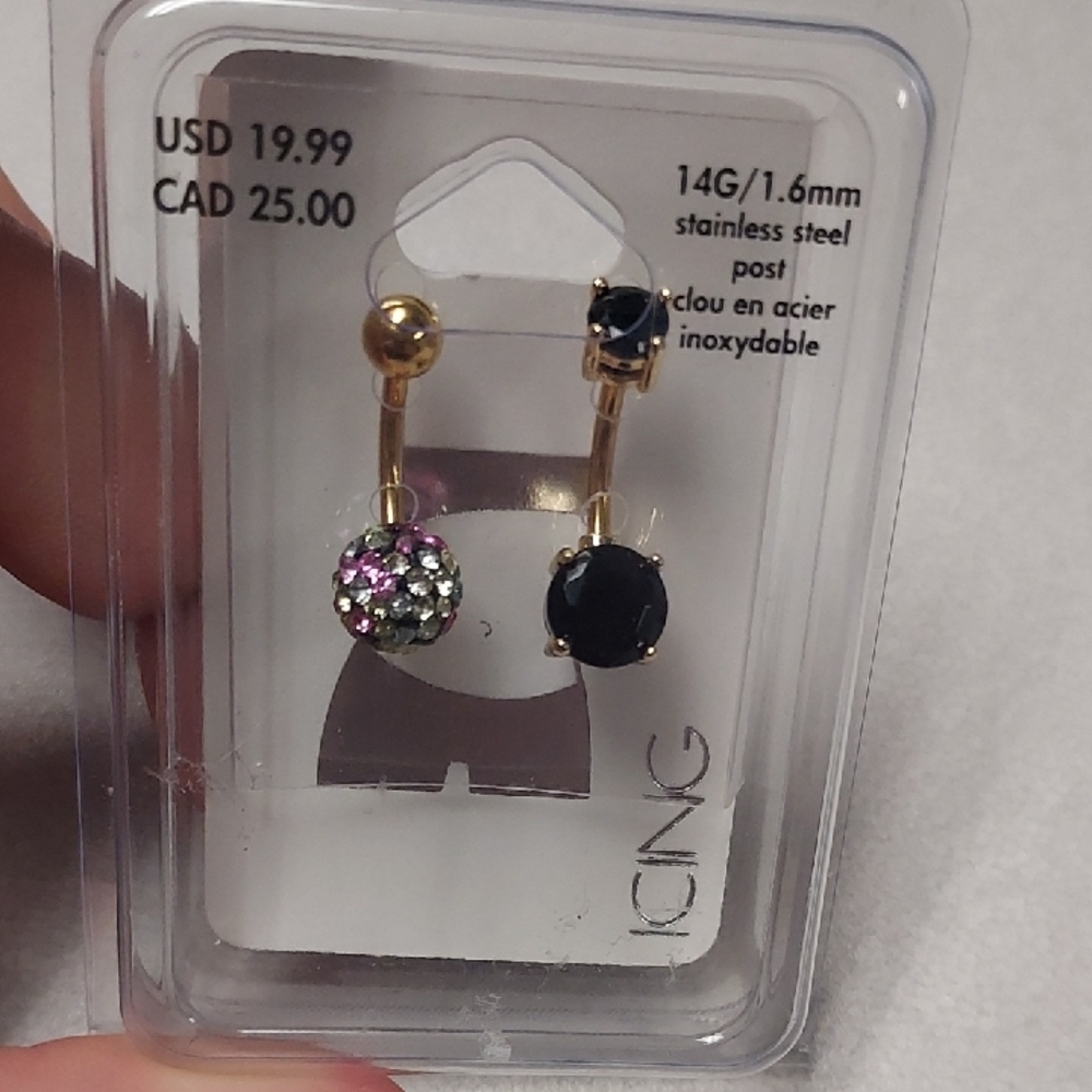 💜2/$15 or 4/$25 Icing 2 ct Stainless Steel Belly Rings